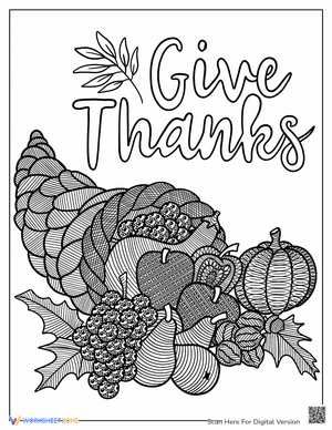 Patterned Thanksgiving Elements Coloring for Adults