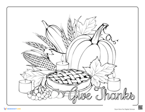 Give Thanks Autumn Foods Coloring Page