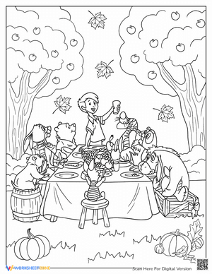 Christopher Robin, Pooh and Friends Celebrate Thanksgiving