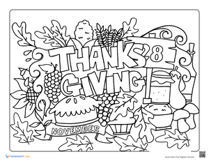 Thanksgiving Foods Picture to Color
