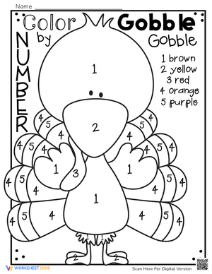 Thanksgiving Color by Number 1-5