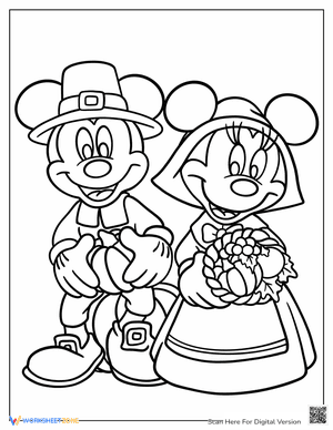 Mickey and Minnie Mouse in Thanksgiving Costumes