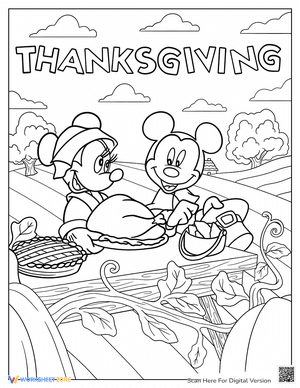 Mickey and Minnie Mouse with Thanksgiving Turkey