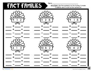 Thanksgiving Math Fact Families 2
