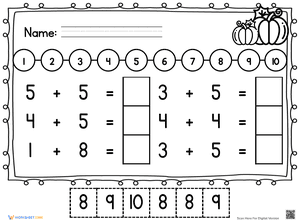 Thanksgiving Number Line Addition 12