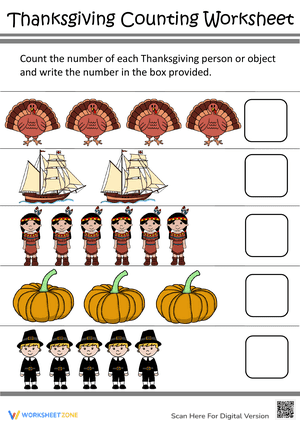 Thanksgiving Counting Worksheet 5