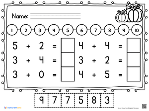 Thanksgiving Number Line Addition 9