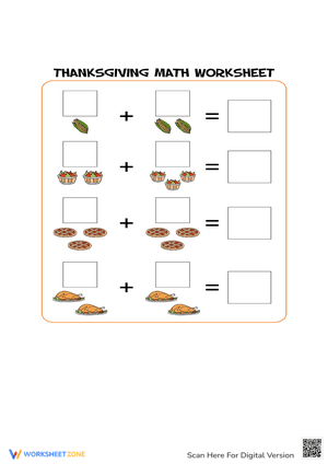 Thanksgiving Counting & Adding Worksheet