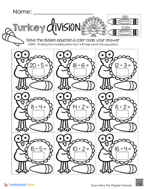 Turkey Division Worksheet