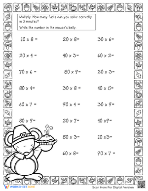 Thanksgiving Multiplication Worksheet 2