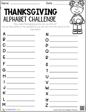 Thanksgiving Alphabet Challenge