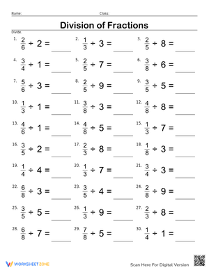 Division of Fractions By Whole Numbers