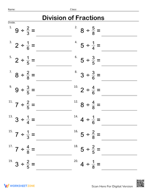 Division of Fractions With Whole Numbers