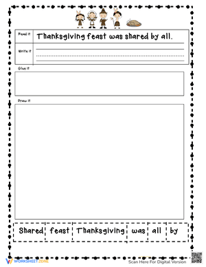 Thanksgiving Writing Worksheet for Cut, Glue, Write and Draw 5