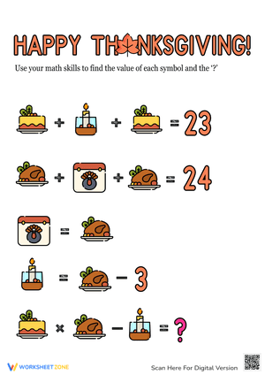Happy Thanksgiving Algebra 3