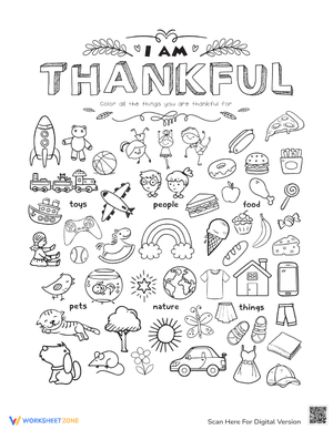 I Am Thankful For Coloring Page