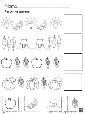 Thanksgiving Patterns Cut and Paste 1