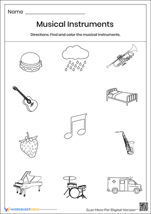 Musical Instruments Worksheet 1