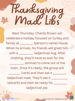 Thanksgiving Mad Libs Worksheet 8