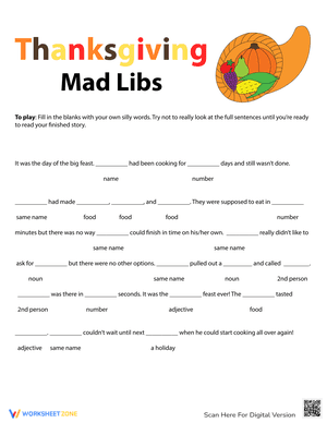 Thanksgiving Mad Libs Feast