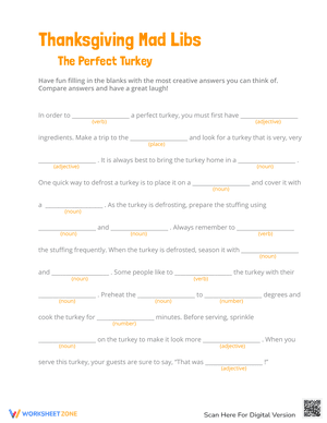 Thanksgiving Mad Libs-The Perfect Turkey