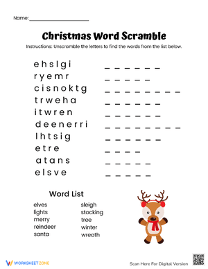 Christmas Word Scramble-Easy