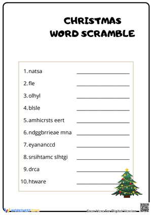 Christmas Word Scramble Worksheet 7