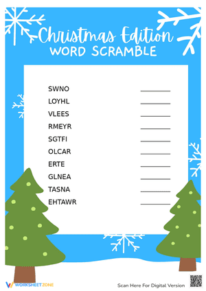 Christmas Edition Word Scramble-Easy