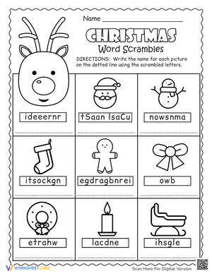 Christmas Word Scramble for Kids