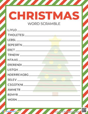 Christmas Word Scramble Worksheet 4