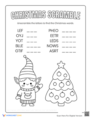 Christmas Word Scramble Easy 1