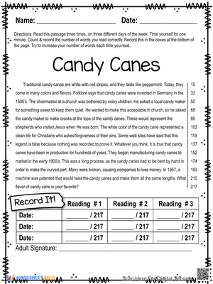 Candy Canes Reading Comprehension