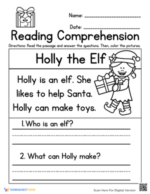 Christmas Reading Comprehension Worksheet