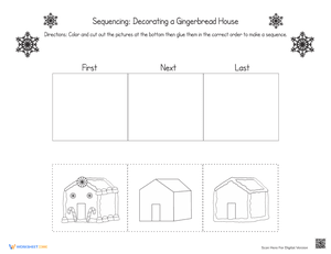 Sequencing - Decorating a Gingerbread House