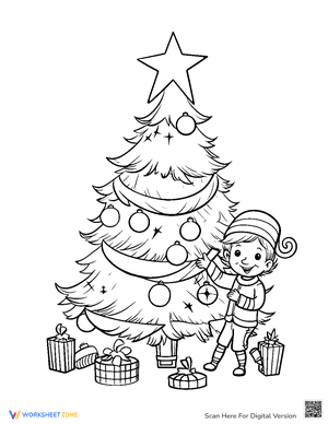 Joyful Elf Preparing Tree