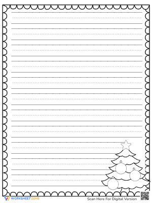 Christmas Tree Primary Lines Writing Paper