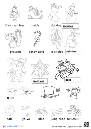 Christmas vocabulary coloring 2