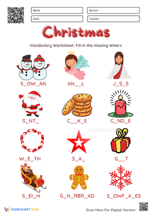 Christmas Vocabulary Worksheet 2