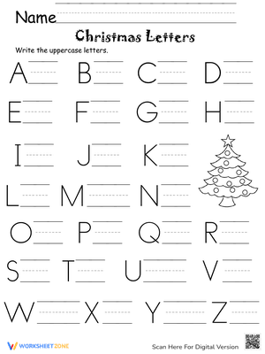 Christmas Uppercase Letter Writing Worksheet