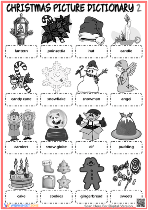 Christmas Picture Dictionary BW 2
