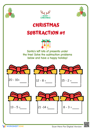 Merry Christmas with Christmas Subtraction #1
