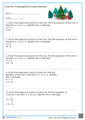 Find The Y-Intercept Of A Linear Function Worksheet