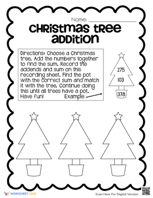 Christmas Tree 3-Digit Addition