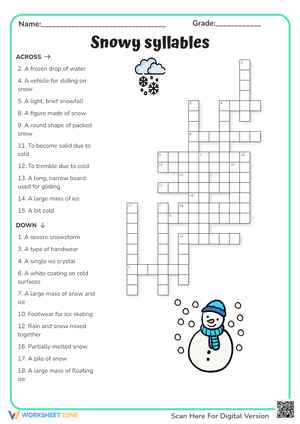 Snowy Syllables Crossword Game