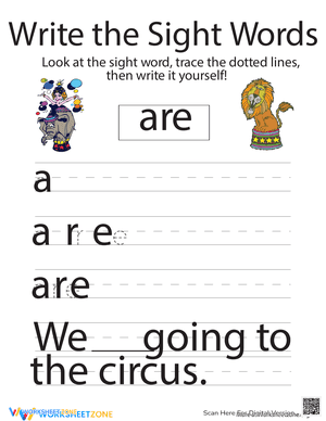 Write the Sight Words: "Are"