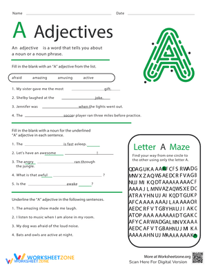 Letter A Adjectives