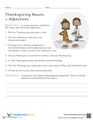 Thanksgiving Nouns and Adjectives #2