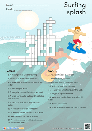 Surfing Splash Crossword Puzzle