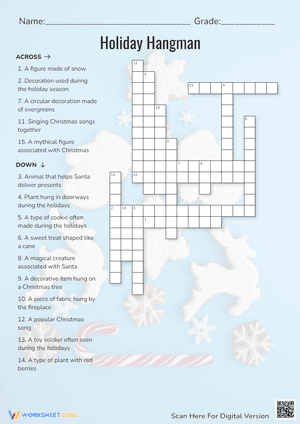 Holiday Hangman Crossword Puzzle