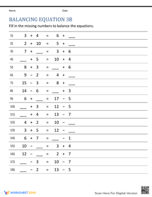 Balancing equations sheet 3b